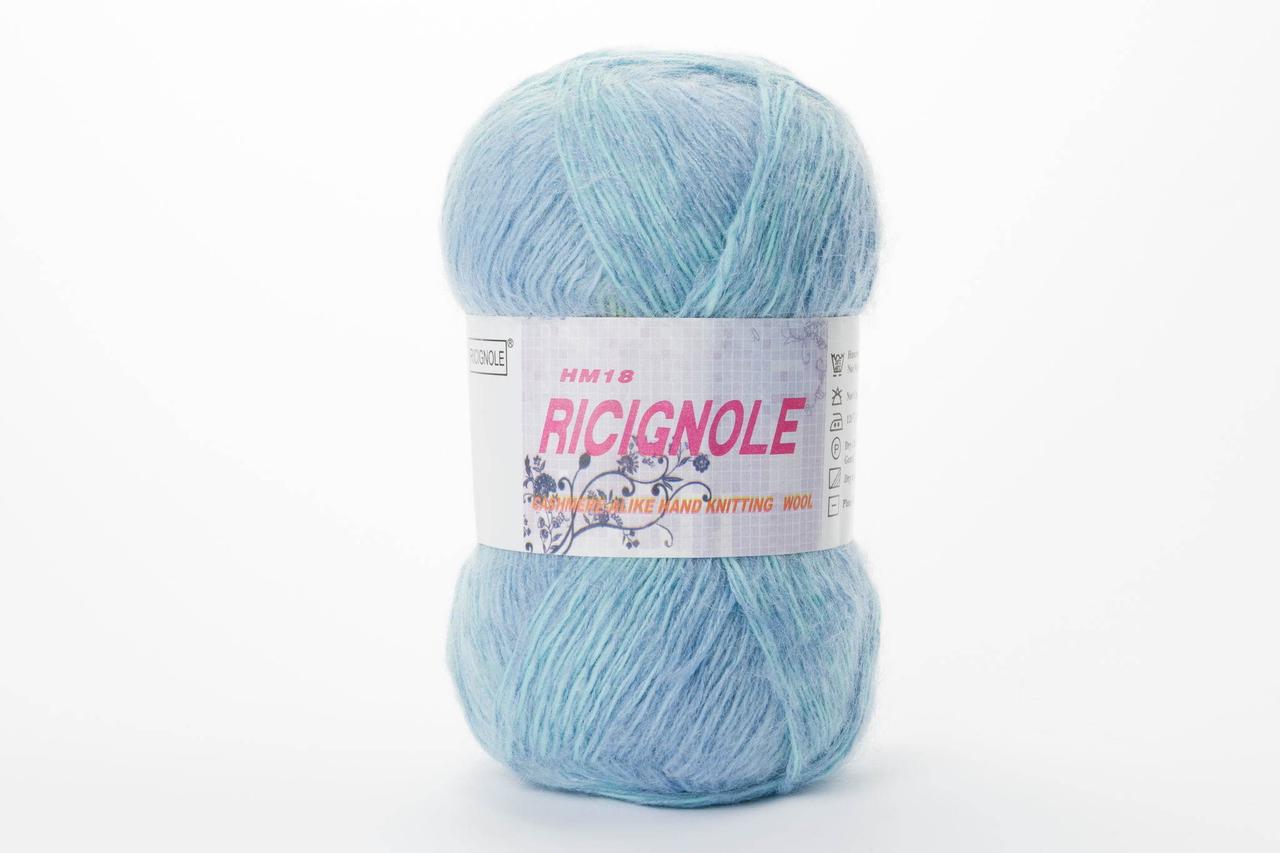 Пряжа мохерова Ricignole Fancy Yarn HM18, Color No.4103 меланж блакитний