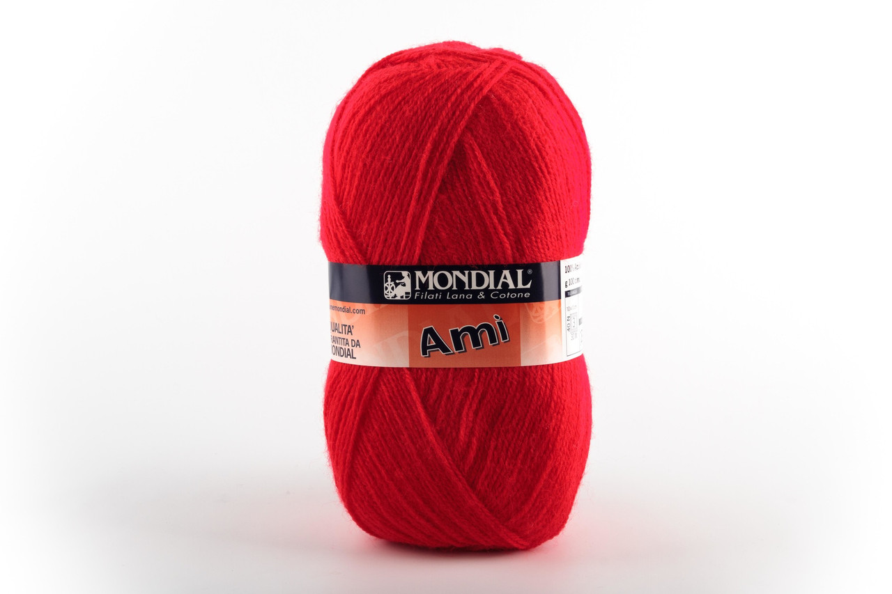 Пряжа Mondial Ami, Color No.0090 яскраво-червоний