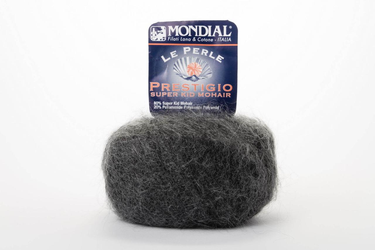 Пряжа Mondial Le Perle Prestigio, Color No.0704 темно-сірий
