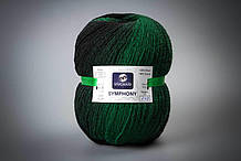Пряжа вовняна Vivchari Premium Symphony, Color No.09 чорно-зелений меланж