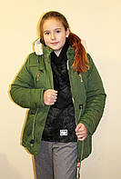 Куртка для девочки подростка Парка зеленая