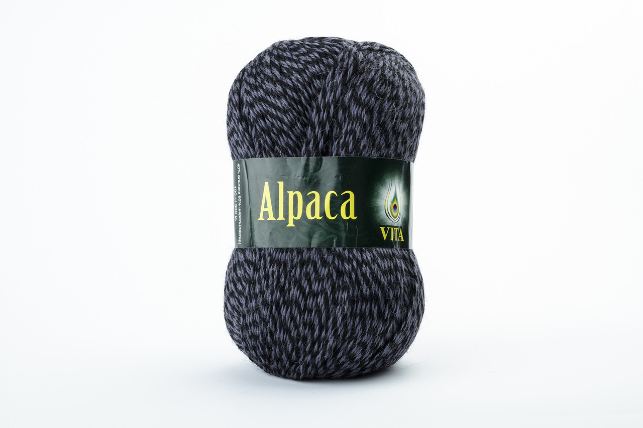 Пряжа вовняна Vita Alpapa wool, Color No.2989 чорно-сірий мікс