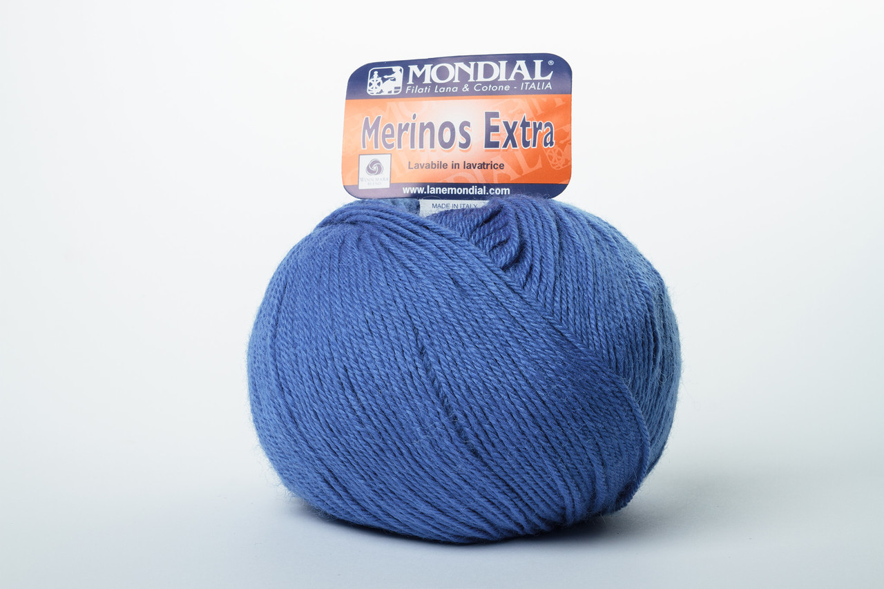 Пряжа Mondial Merinos Extra, Color No.0001 насичений блакитний