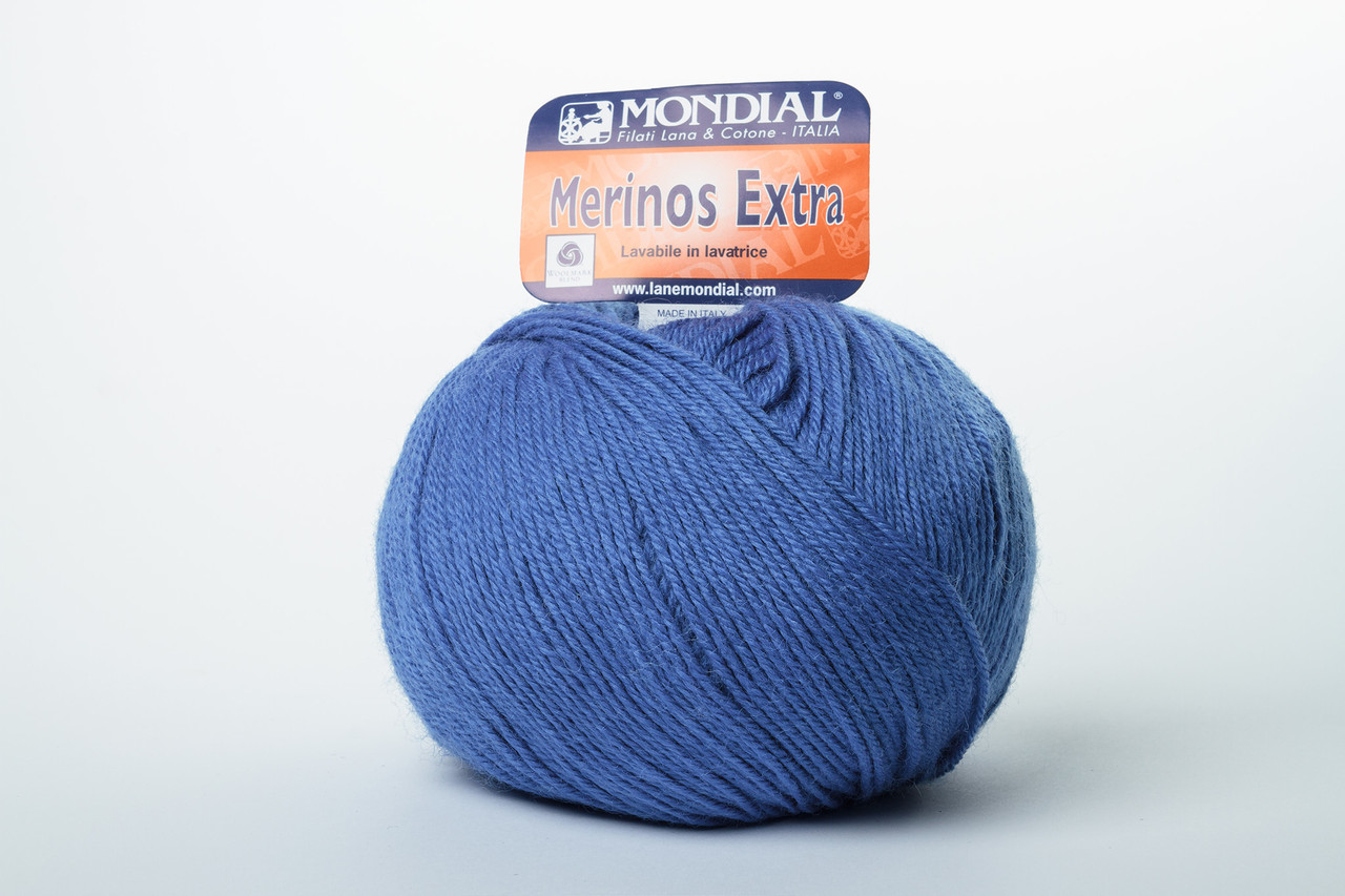 Пряжа Mondial Merinos Extra 0001 насичений блакитний