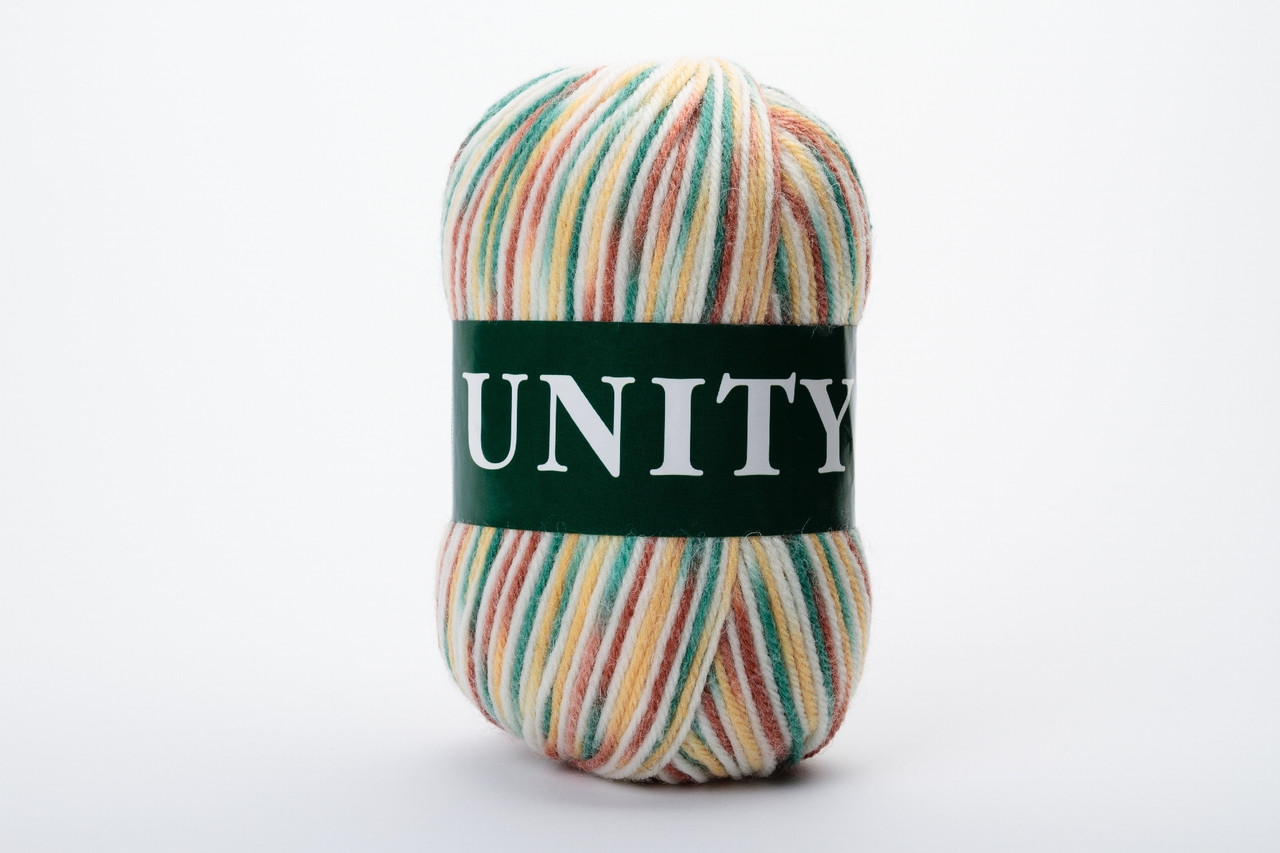 Пряжа вовняна Vita UNITY, Color No.2045 меланж білий + червоний + жовтий +зелений, фото 1
