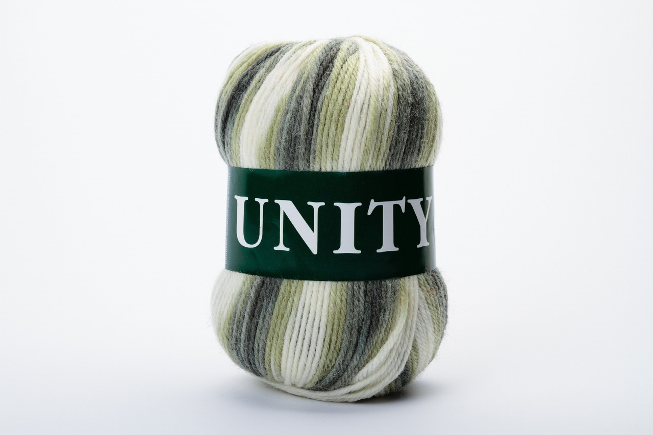 Пряжа вовняна Vita UNITY, Color No.2057 меланж біло-зелений
