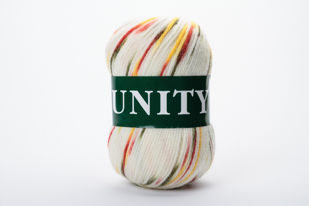 Пряжа вовняна Vita UNITY, Color No.2070 білий+червоний+жовтий+зелений