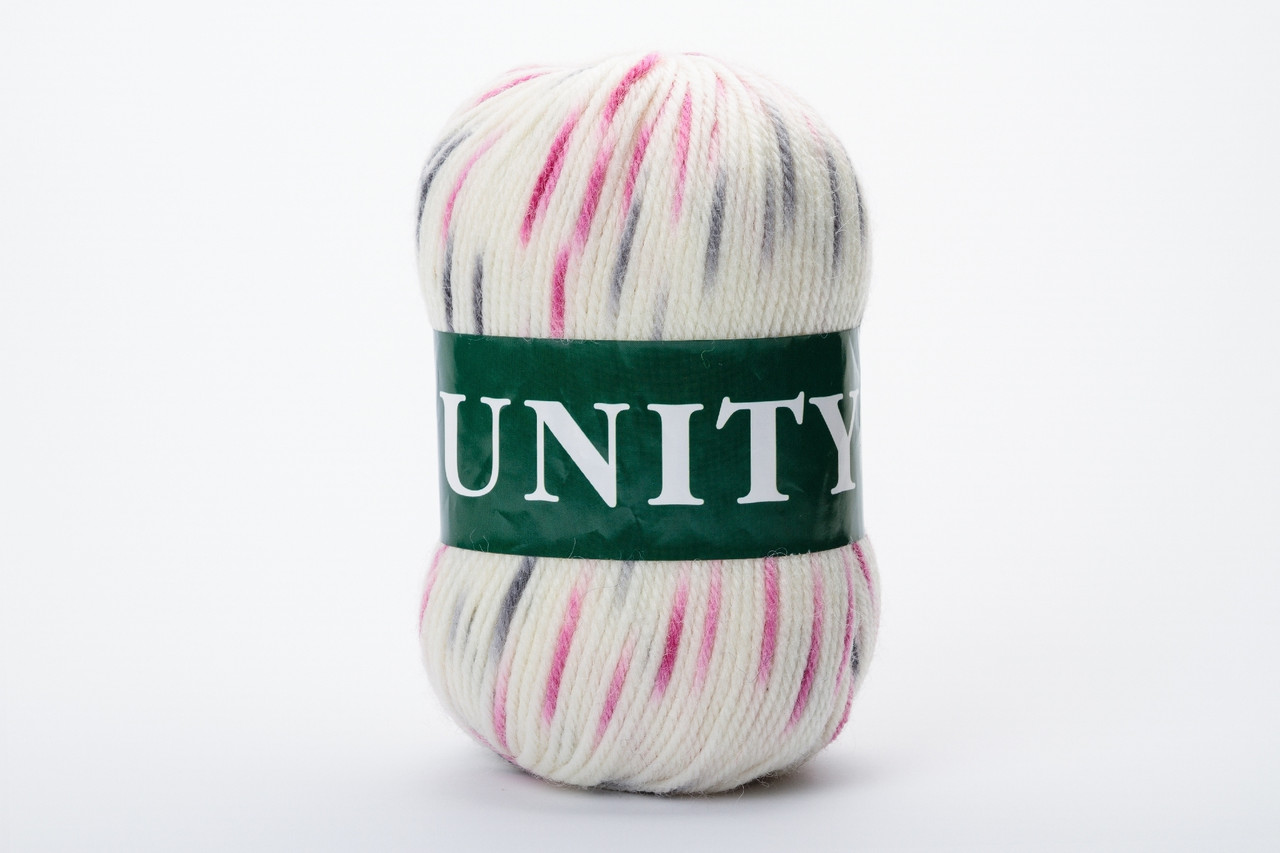 Пряжа вовняна Vita UNITY, Color No.2075 білий+рожевий+сірий