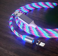 Магнитный кабель для зарядки Micro USB (для андроид)/USB 2A с подсветкой, 1 м
