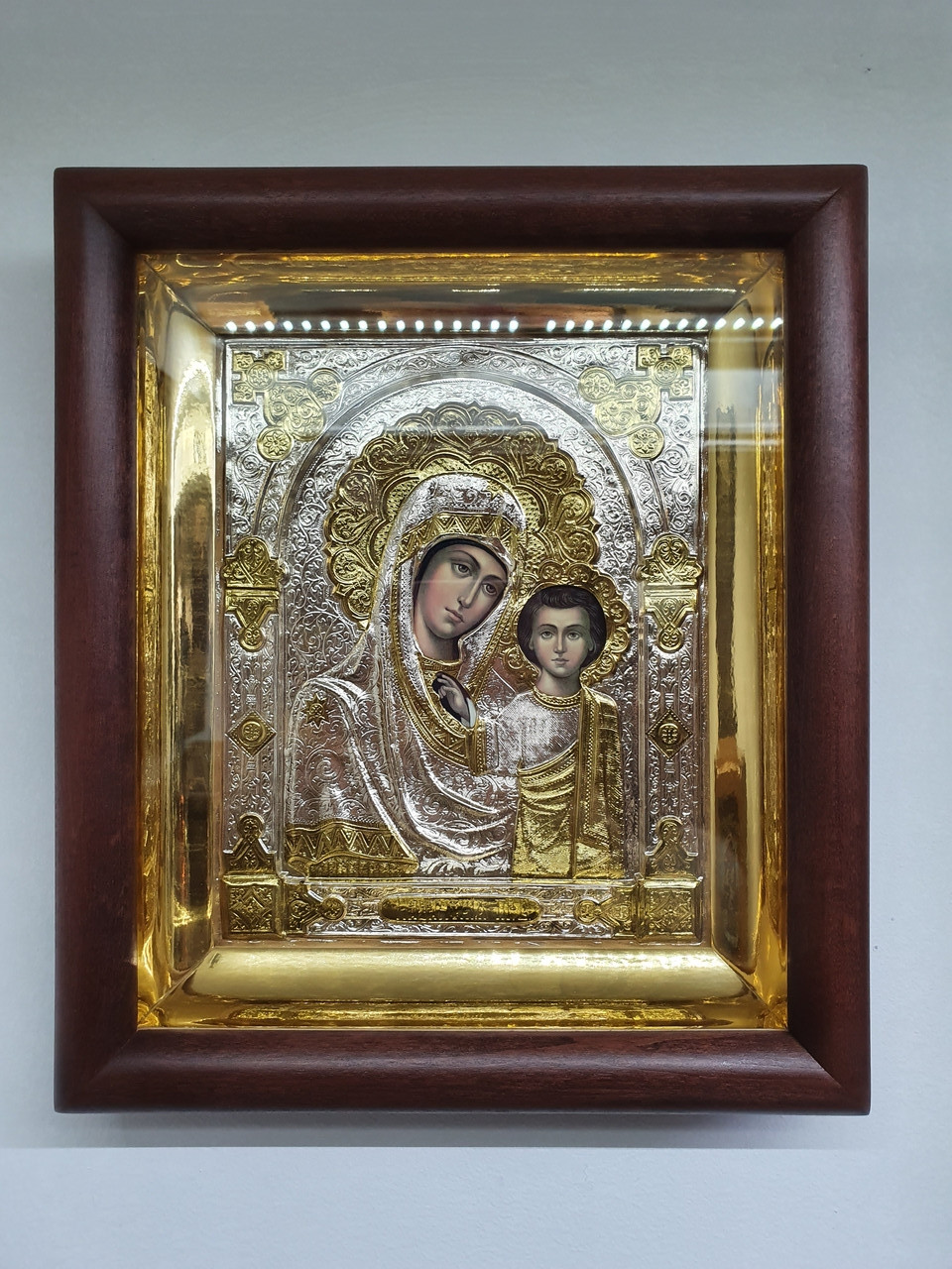 Ікона Казанська Божа Матір, срібло з позолотою, 24 см, фото 1