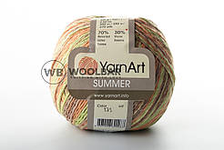 Пряжа YarnArt Summer 135 салатовий + жовтогар + коричневий меланж