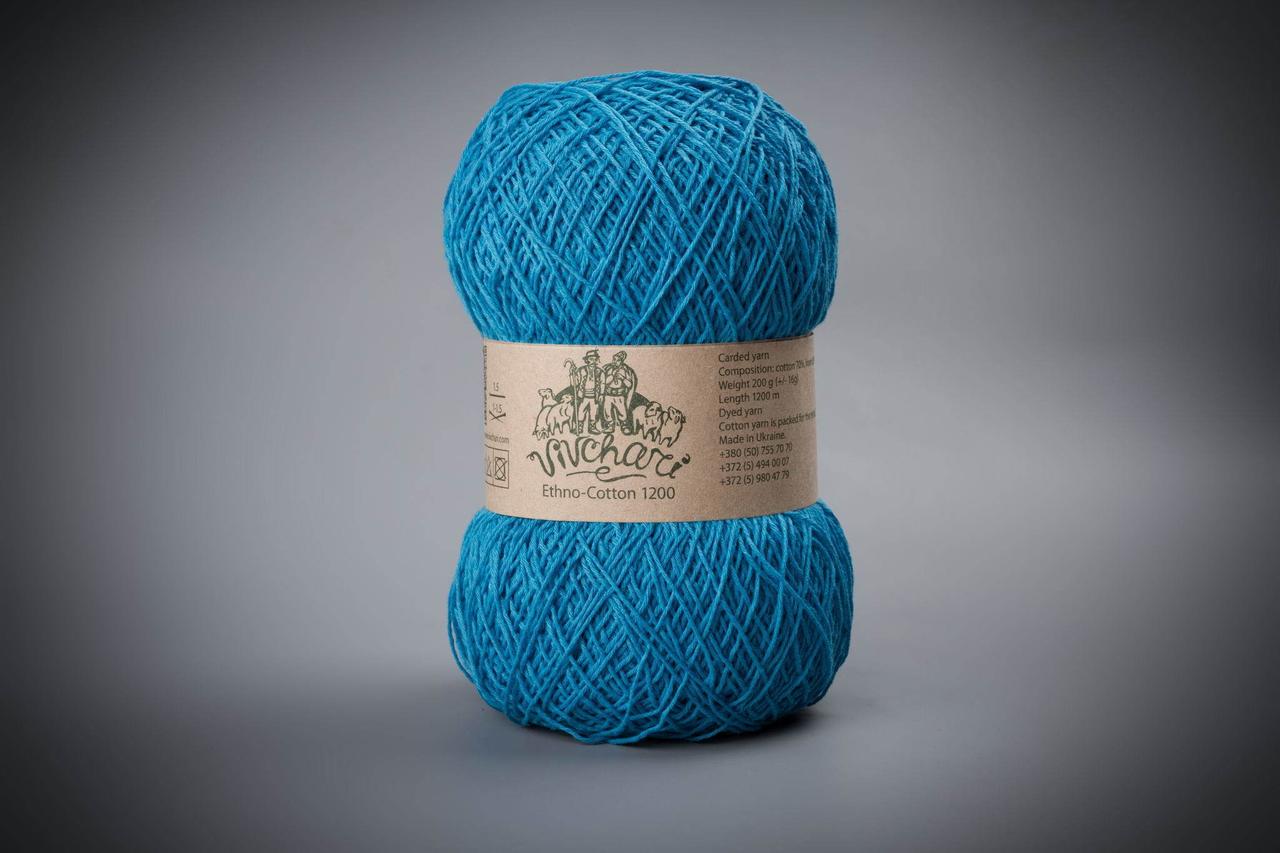 Пряжа бавовняна Vivchari Ethno-Cotton 1200, Color No.004 бірюза