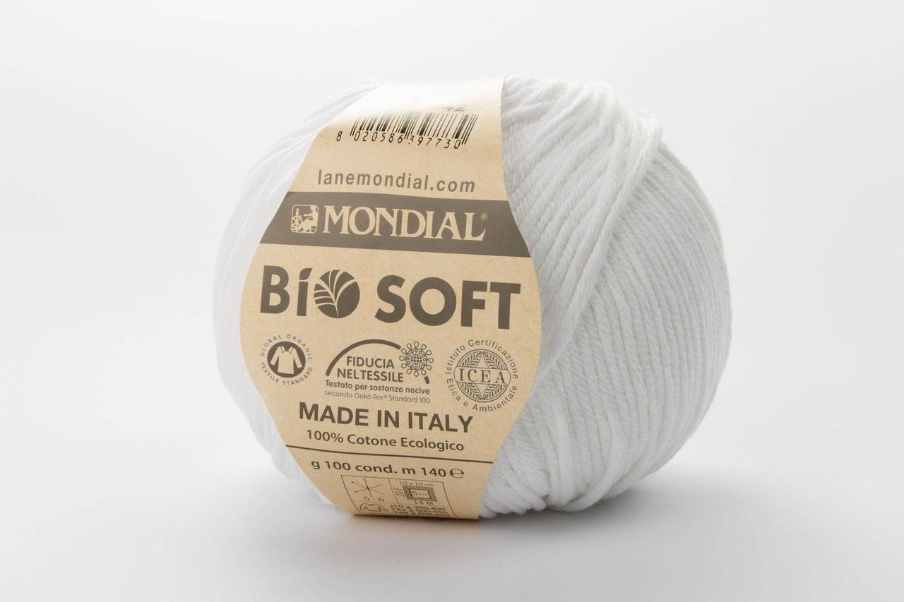 Пряжа Mondial Bio Soft 0100 білий