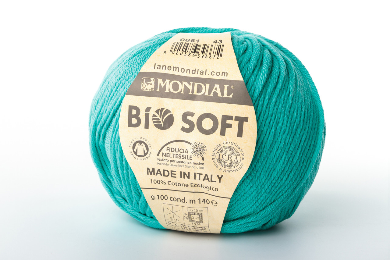 Пряжа Mondial Bio Soft 0861 зелено-бірюзовий