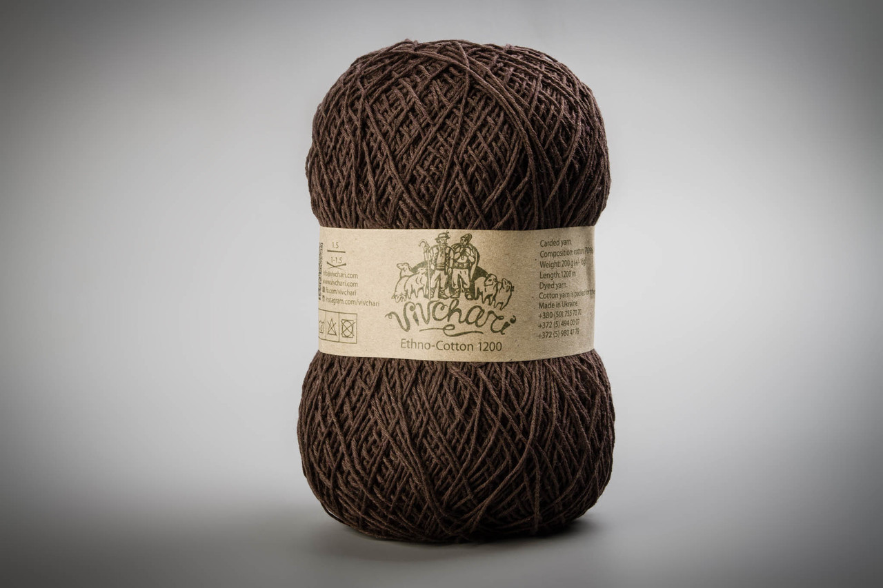 Пряжа бавовняна Vivchari Ethno-Сotton 1200, Color No.025 шоколад