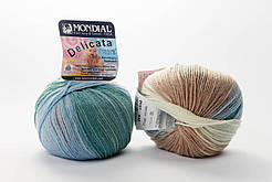 Пряжа Mondial Delicata Baby Color, Color No.0981 блакитний + коричневий