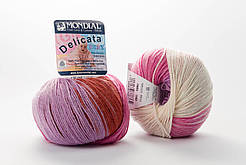 Пряжа Mondial Delicata Baby Color, Color No.0982 рожево-бузковий меланж