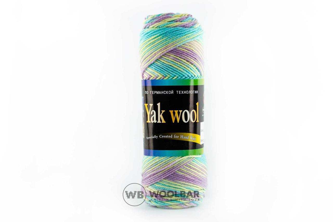 Пряжа Color City Yak wool 808 блакитний+жовтий+фіолетовий меланж