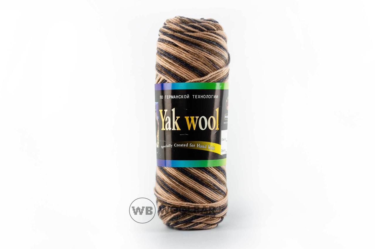 Пряжа Color City Yak wool 2967 коричневий + білий меланж