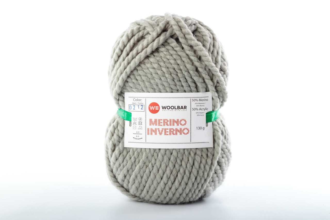 Пряжа Woolbar Merino Inverno 0212 світло-сірий