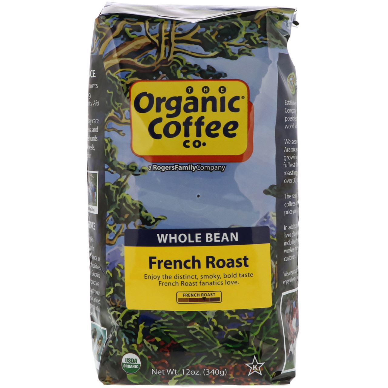 Organic Coffee Co., French Roast, Whole Bean Coffee, 12 oz (340 g), фото 1