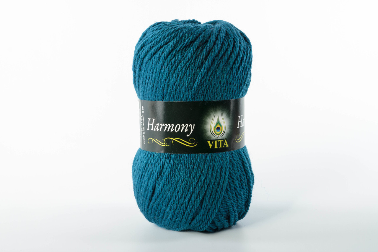 Пряжа напіввовняна VITA Harmony, Color No.6318 темна бірюза, фото 1