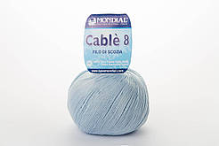 Пряжа Mondial Cable 8, Color No.0080 блідо-блакитний