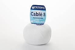 Пряжа Mondial Cable 8, Color No.0100 білий