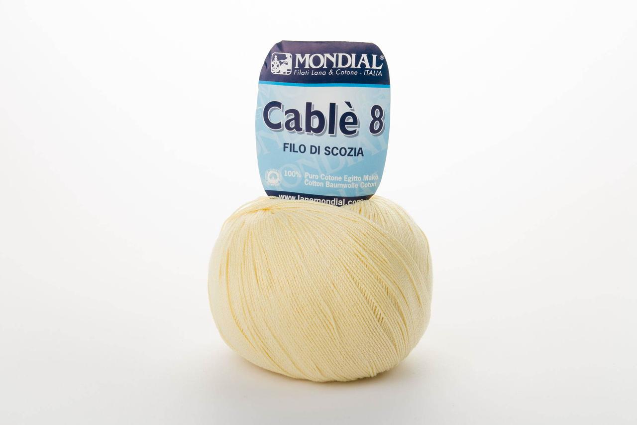 Пряжа Mondial Cable 8, Color No.0191 світло-жовтий