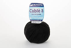 Пряжа Mondial Cable 8, Color No.0200 чорний
