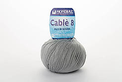 Пряжа Mondial Cable 8, Color No.0201 світло-сірий
