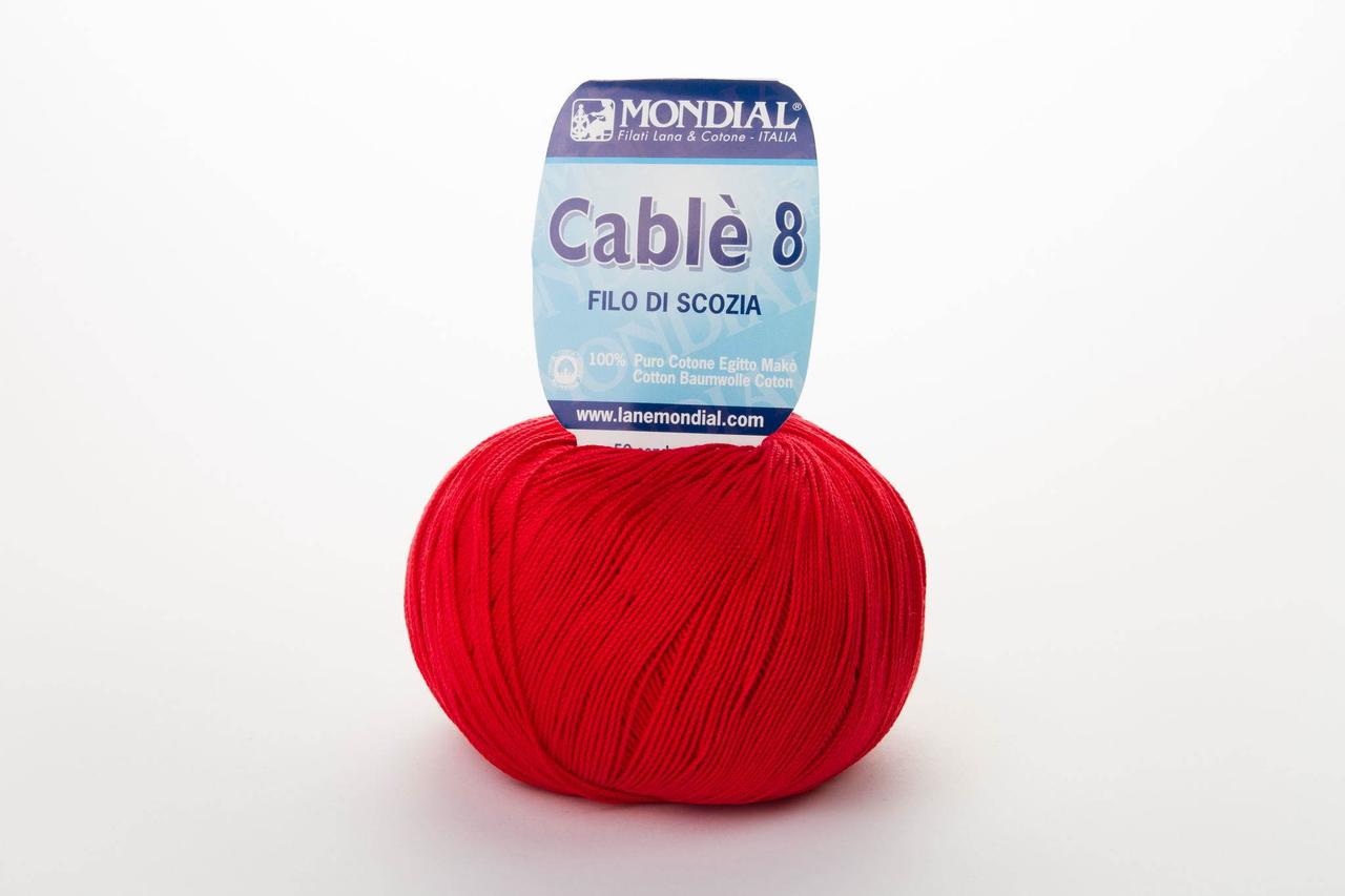 Пряжа Mondial Cable 8 0027 яскравий червоний