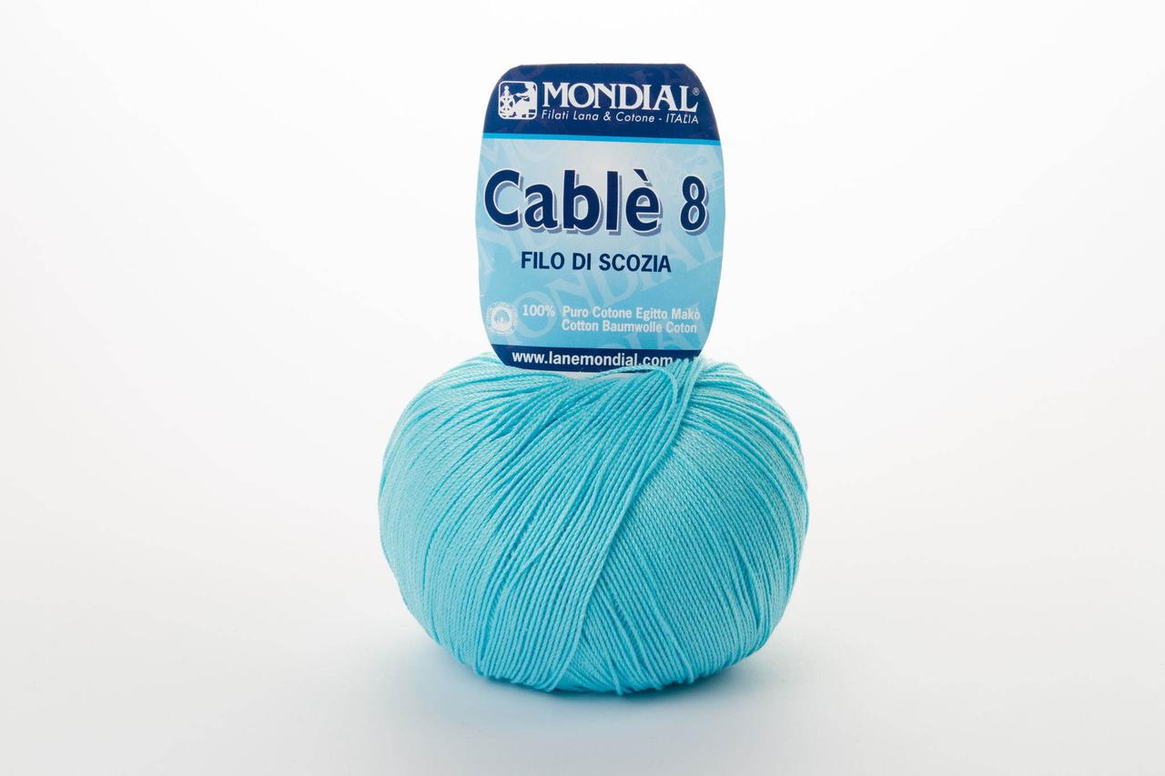 Пряжа Mondial Cable 8 0075 блідий блакитно-бірюзовий