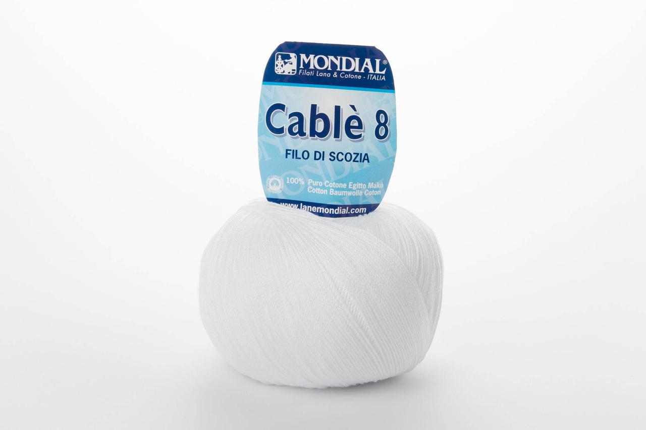 Пряжа Mondial Cable 8 0100 білий