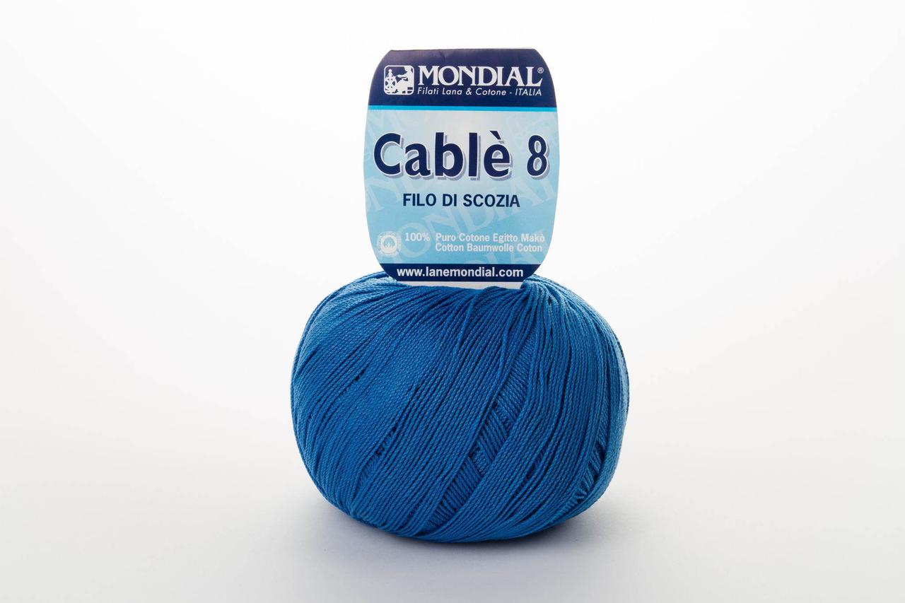 Пряжа Mondial Cable 8 0901 насичений синій