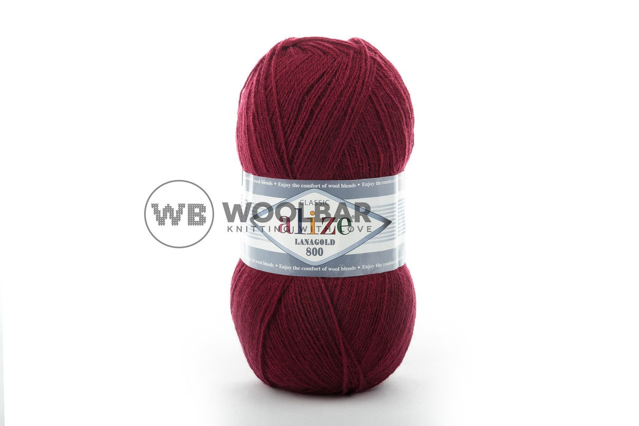 Пряжа Alize Lanagold 800 57 бордовый