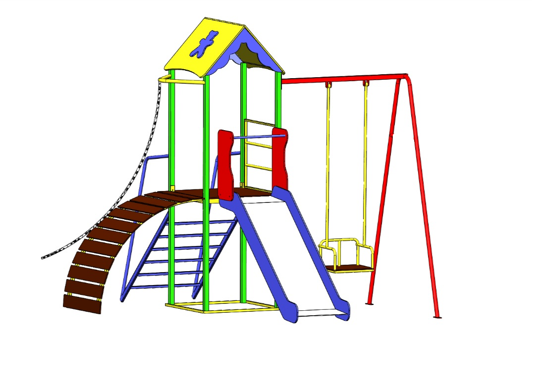 Дитячий ігровий комплекс для вулиці "Гамма" з гойдалками і гіркою, фото 1