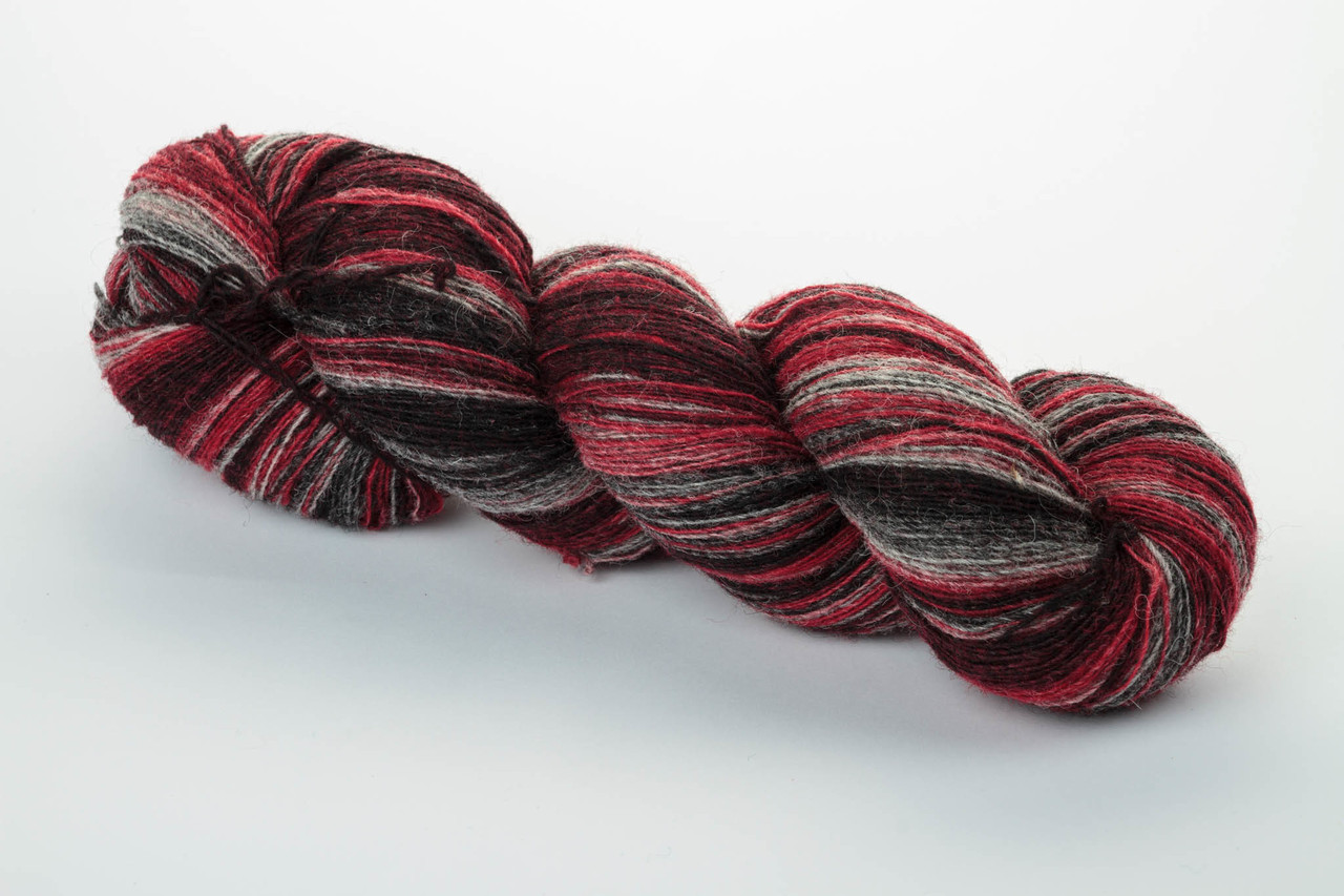 Пряжа Aade Long Kauni, Artistic yarn 8/1 Grey-Red (Сіро-Червоний), 160 г