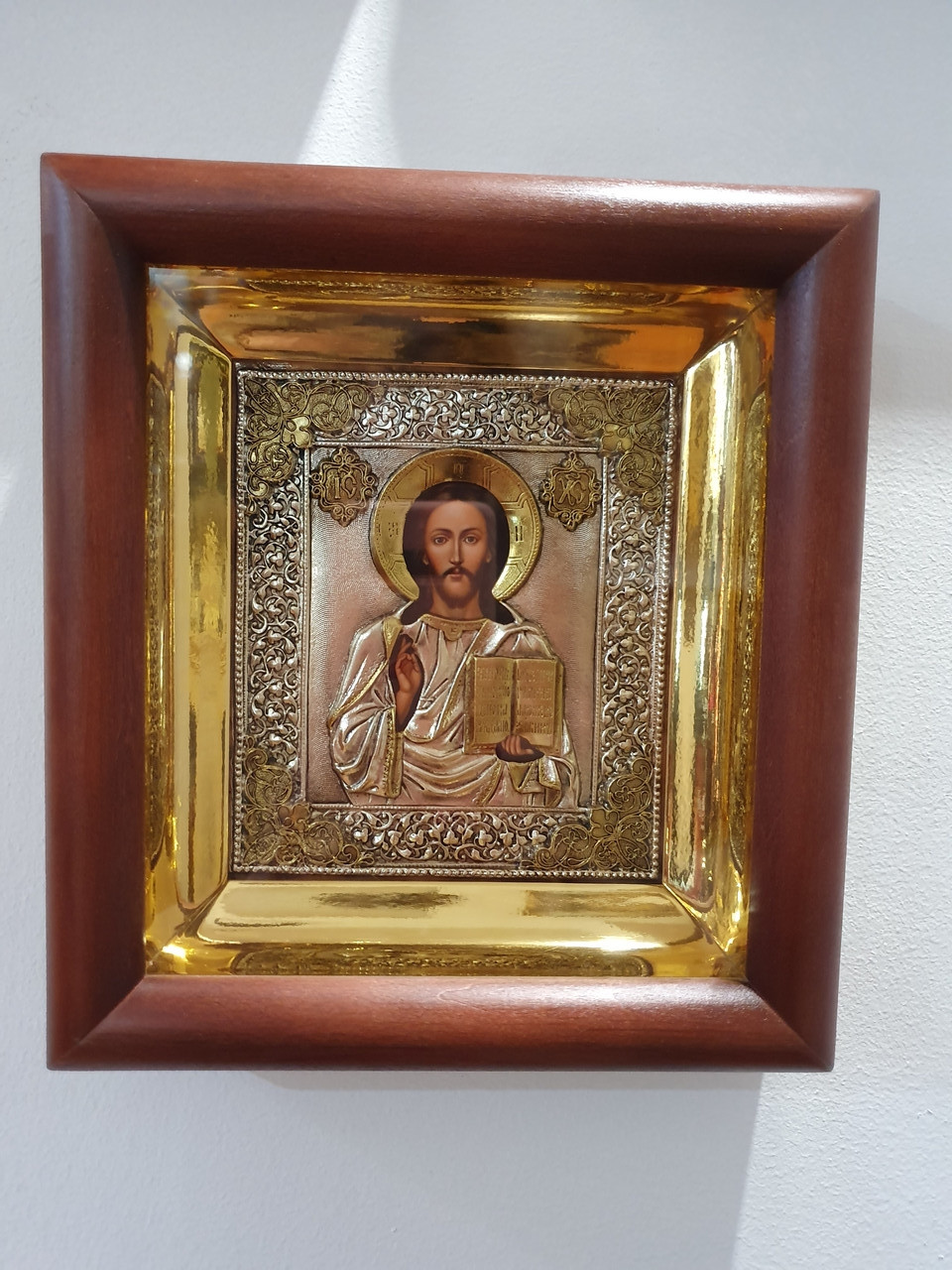 Ікона міні, Спаситель, срібло, позолота, 18*17*4 см, фото 1