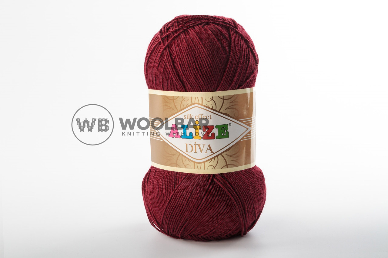 Пряжа Alize Diva 57 бордовий