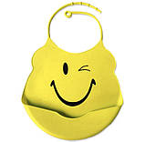 Силіконовий слюнявчик з кишенею Жовтий Смайлик (02641), фото 3