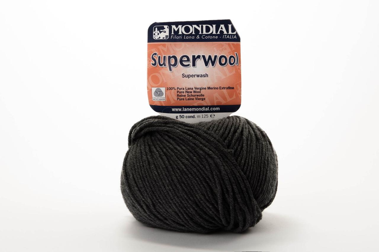 Пряжа Mondial Superwool, Color No.0800 темно-сірий