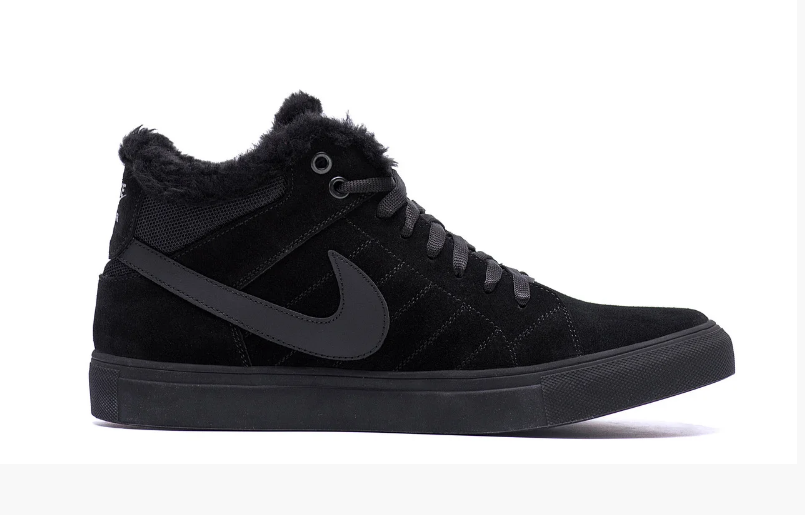 Чоловічі зимові шкіряні черевики Nike black чорні, фото 1