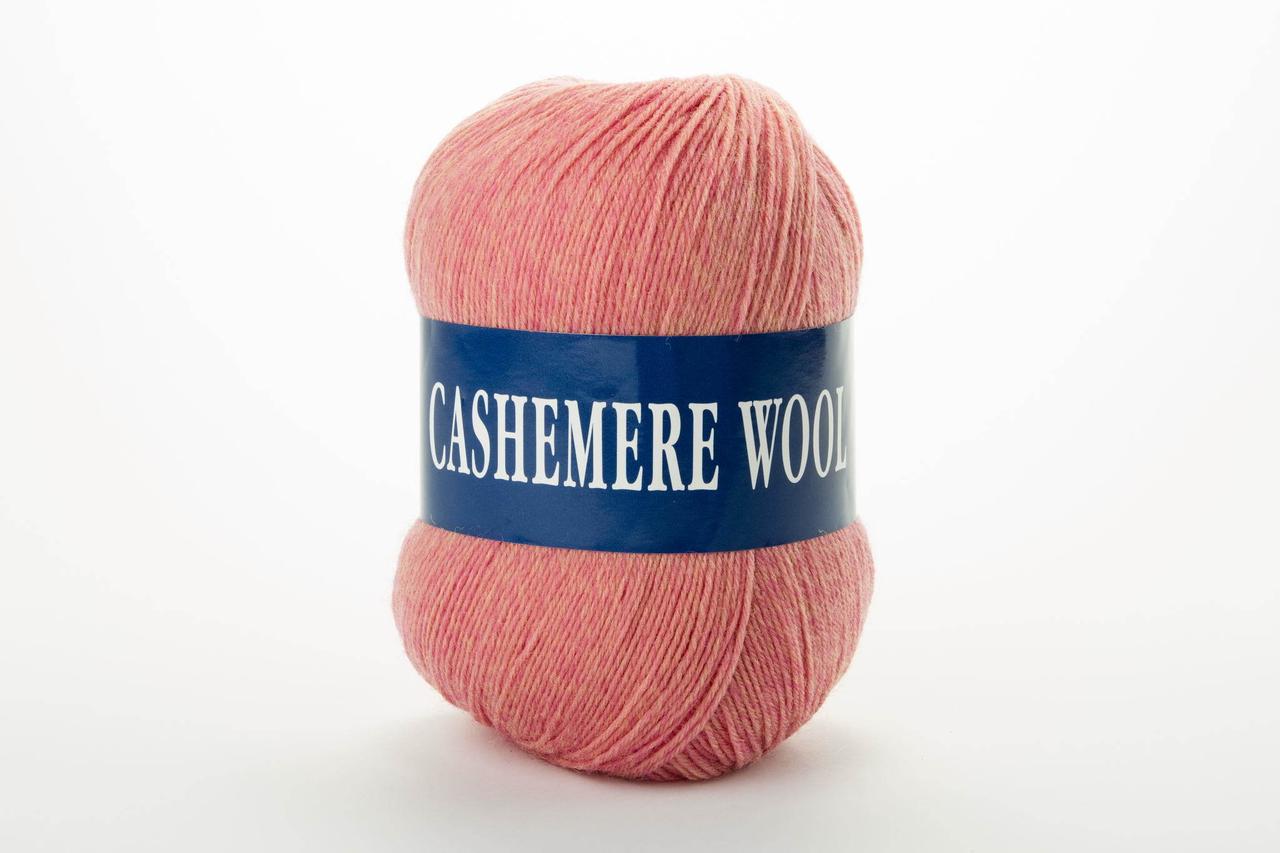 Пряжа кашемірова Lana Cashemere Wool, Color No.1023 рожево-кораловий