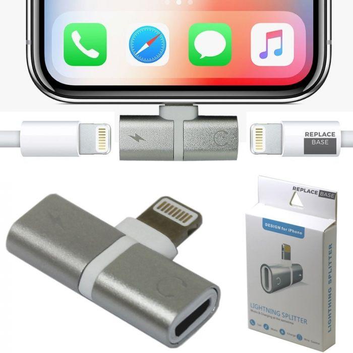 Переходник Адаптер 2 в 1 Lightning splitter для iPhone и iPad