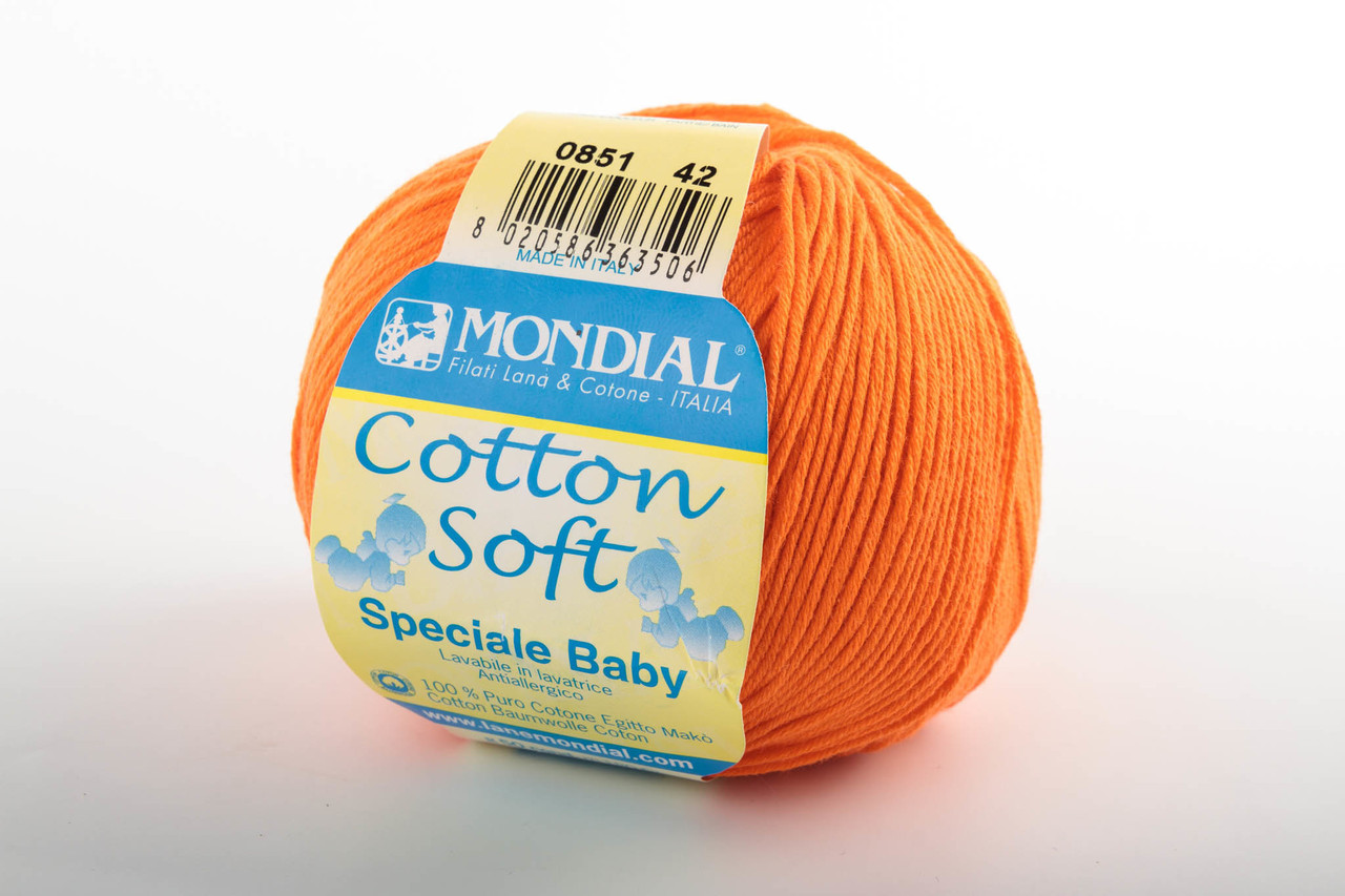 Пряжа Mondial Soft Cotton (Speciale Baby) 0851 помаранчевий
