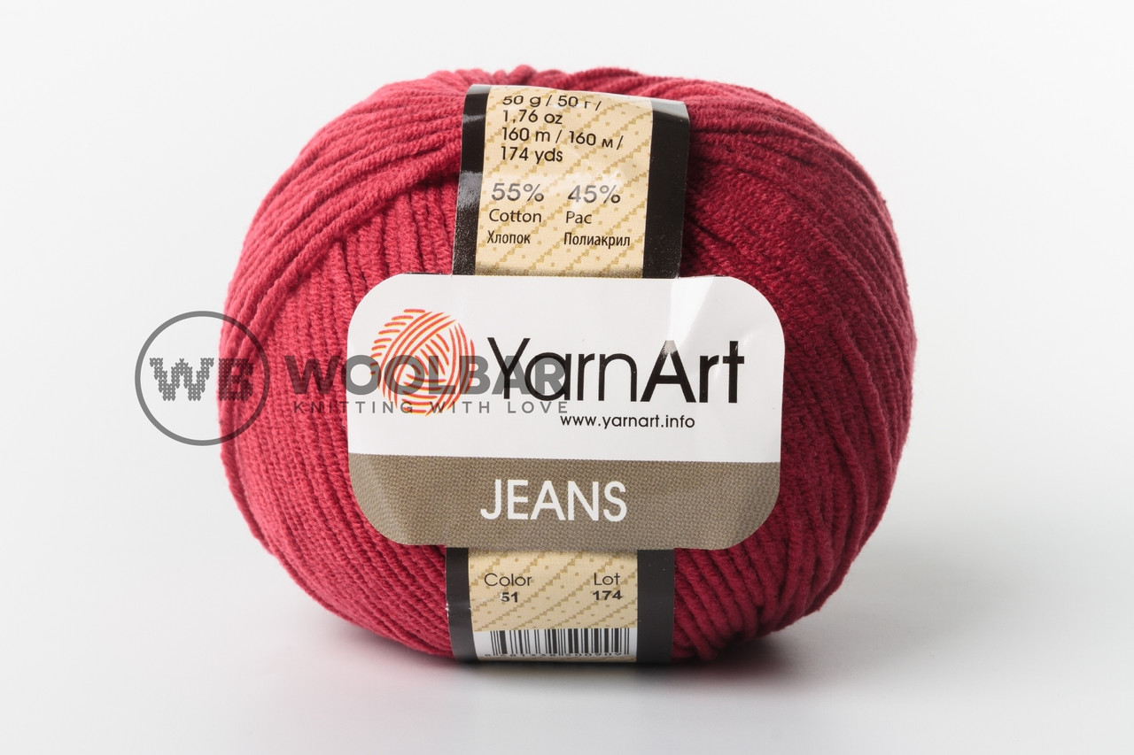 Пряжа YarnArt Jeans 51 бордо