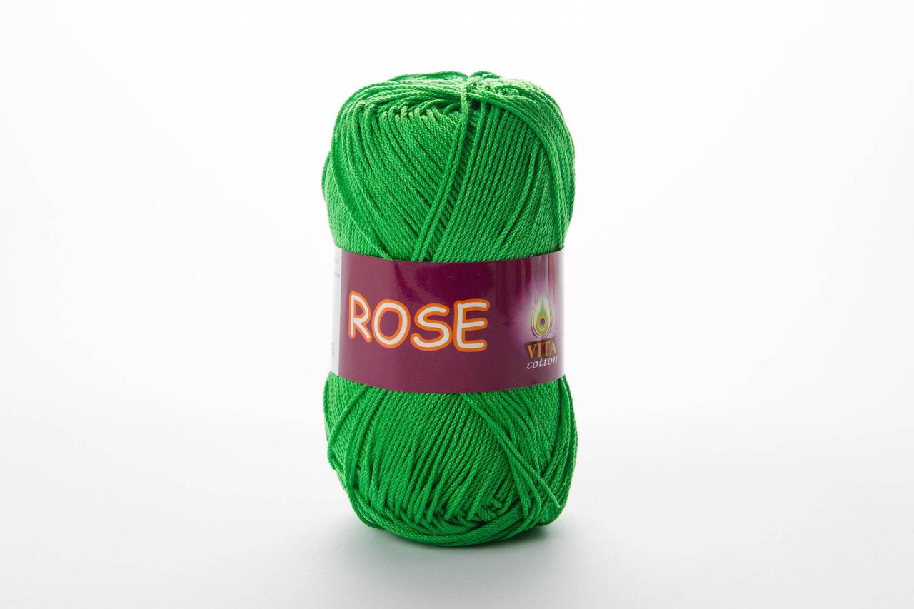 Пряжа хлопковая Vita Cotton Rose, Color No.3935 зелёный - фото 1 - id-p1293983818