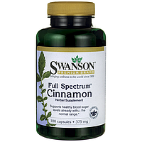 Экстракт Корицы, Full Spectrum Cinnamon, Swanson, 375 мг, 180 капсул