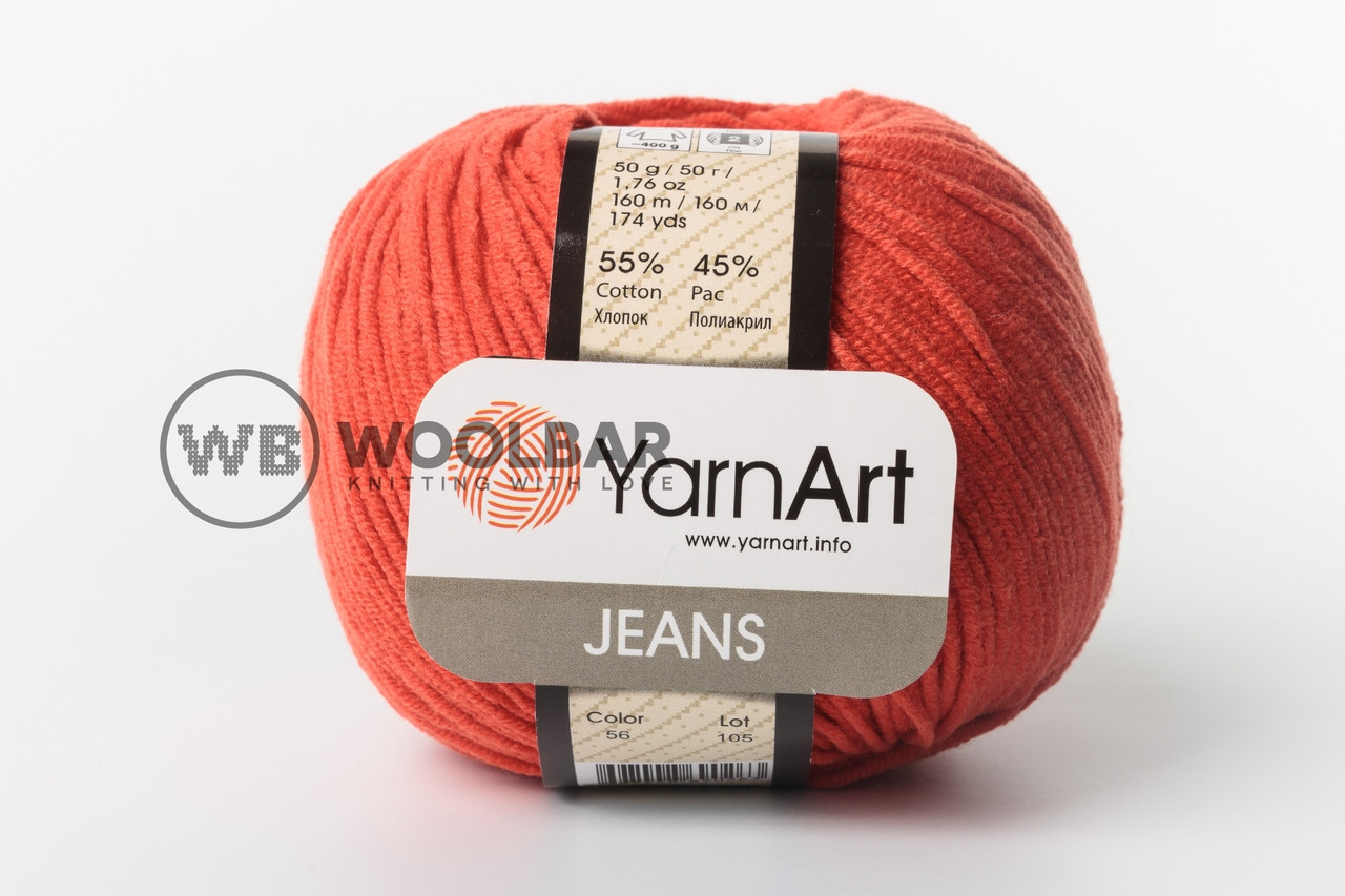 Пряжа YarnArt Jeans 56 червоний